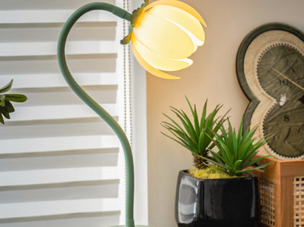 Green LED Tulip Desk Lamp - Flexible Gooseneck, Decorative Flower Table Light