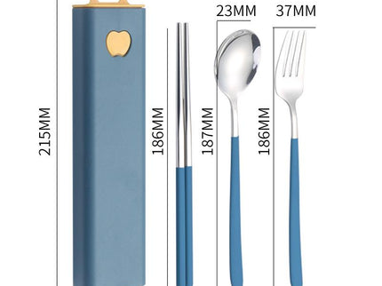 2 - pcs Dark blue Reusable Travel Utensil Set with Case - 304 Stainless Steel Spoon, Fork & Chopsticks
