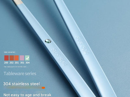 2 - pcs Light blue Reusable Travel Utensil Set with Case - 304 Stainless Steel Spoon, Fork & Chopsticks