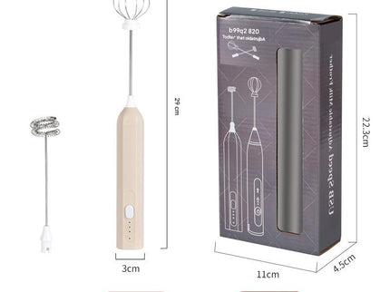 Apricot Mini Hand Mixer with Frother & Balloon Whisk Heads - Rechargeable Kitchen Tool