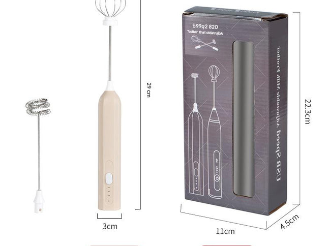Apricot Mini Hand Mixer with Frother & Balloon Whisk Heads - Rechargeable Kitchen Tool