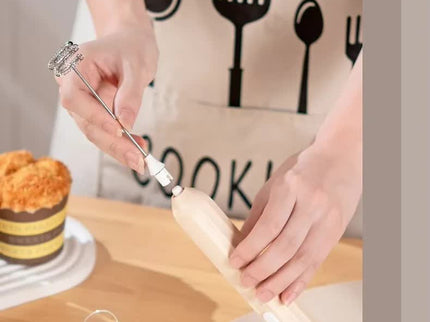 Apricot Mini Hand Mixer with Frother & Balloon Whisk Heads - Rechargeable Kitchen Tool