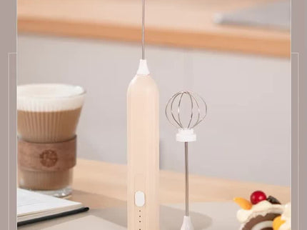 Apricot Mini Hand Mixer with Frother & Balloon Whisk Heads - Rechargeable Kitchen Tool