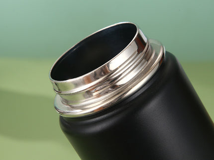 Black Portable Travel Thermos Bottle - Leakproof Stainless Steel Flask with Carry Handle (25oz - 750ml)