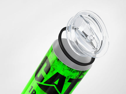 Green Skinny Tumbler (591ml) - Fun CAT Oil Filter Replica for Construction Fans