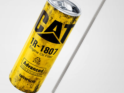 Yellow Skinny Tumbler (591ml) - Fun CAT Oil Filter Replica for Construction Fans
