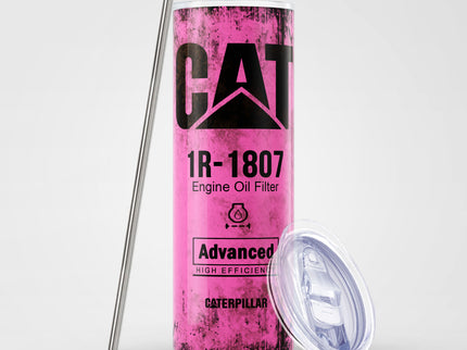 Pink Skinny Tumbler (591ml) - Fun CAT Oil Filter Replica for Construction Fans