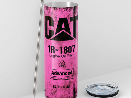 Pink Skinny Tumbler (591ml) - Fun CAT Oil Filter Replica for Construction Fans