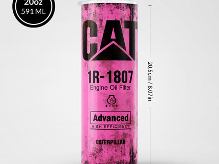 Pink Skinny Tumbler (591ml) - Fun CAT Oil Filter Replica for Construction Fans