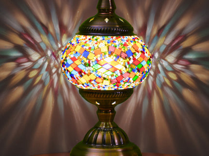 Colorful Exotic Mosaic Table Lamp - Handmade Turkish/Moroccan Style, 3-Color LED (Style 2)