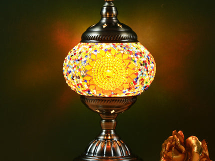 Sunflower Exotic Mosaic Table Lamp - Handmade Turkish/Moroccan Style, 3-Color LED (Style 5)