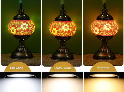 Sunflower Exotic Mosaic Table Lamp - Handmade Turkish/Moroccan Style, 3-Color LED (Style 5)
