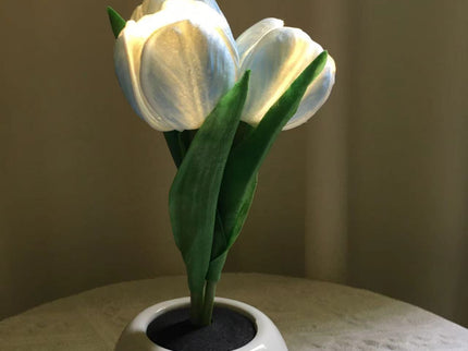 Blue Charging model Artificial Tulip Bouquet LED Light - Ceramic Pot Desk Lamp