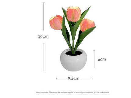 White Charging model Artificial Tulip Bouquet LED Light - Ceramic Pot Desk Lamp