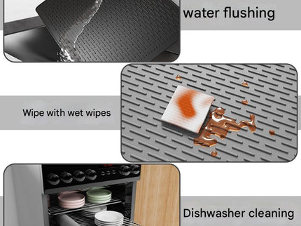 Black Extra Large Silicone Countertop Protector & Dish Drying Mat - Dishwasher Safe (76x53cm)