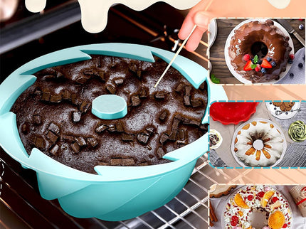 Green Non-Stick Silicone Cyclone Cake Pan Set (10 Molds) - Perfect for Desserts