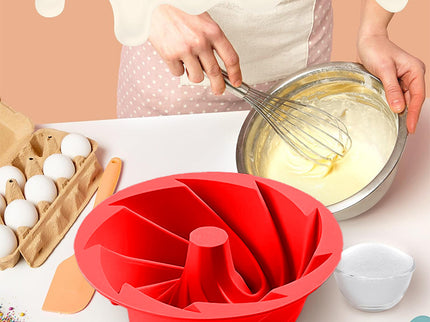 Red Non-Stick Silicone Cyclone Cake Pan Set (10 Molds) - Perfect for Desserts