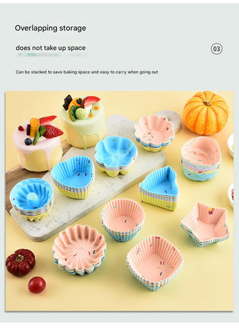 Style 3 Silicone Mini Cake Molds (30 Pack) -  For Cupcakes, Desserts (7x7x2.5cm)