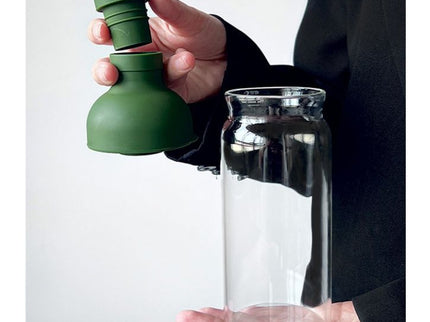 Style Cold Brew Bottle - 450ml Glass, Leak-Resistant Silicone Top Green Silicone Lid