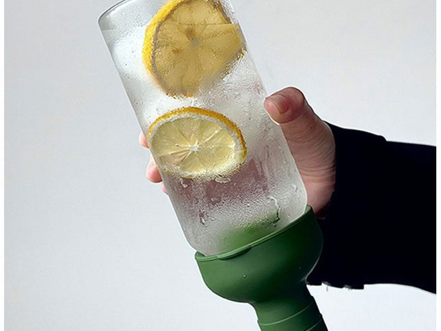 Style Cold Brew Bottle - 450ml Glass, Leak-Resistant Silicone Top Green Silicone Lid