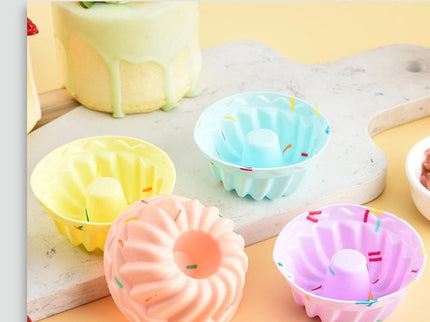 Style 8 Silicone Mini Cake Molds (30 Pack) -  For Cupcakes, Desserts (7x7x2.5cm)