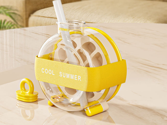 Yellow Portable Press-Release Ice Cube Maker Bottle - Makes 12 Cubes, Doubles as Bottle