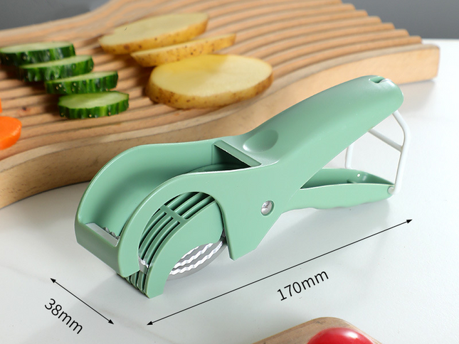 2 pcs Green 5-Blade Fruit & Vegetable Slicer for Crinkle Cuts - Kitchen Gadget