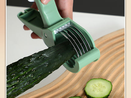 2 pcs Green 5-Blade Fruit & Vegetable Slicer for Crinkle Cuts - Kitchen Gadget