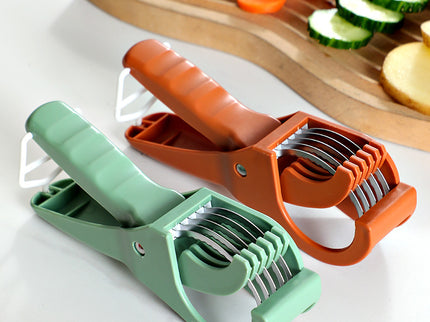 2 pcs (Orange+Green) 5-Blade Fruit & Vegetable Slicer for Crinkle Cuts - Kitchen Gadget