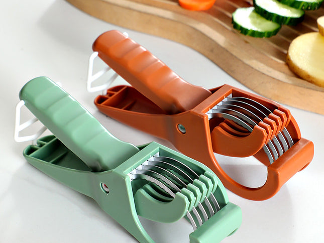 2 pcs (Orange+Green) 5-Blade Fruit & Vegetable Slicer for Crinkle Cuts - Kitchen Gadget