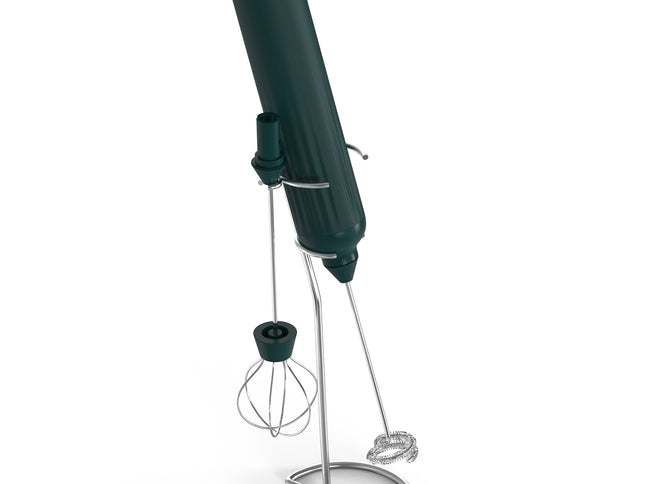 Green USB Rechargeable Milk Frother - 3-Speed Handheld Electric Whisk with Stand