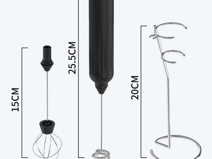 White USB Rechargeable Milk Frother - 3-Speed Handheld Electric Whisk with Stand