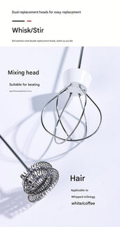 Black USB Rechargeable Milk Frother - 3-Speed Handheld Electric Whisk with Stand