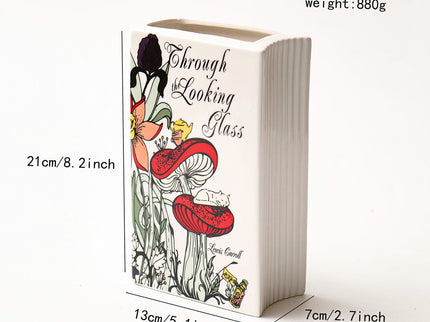 Literary Book Vase - Creative Ceramic Planter & Desk Organizer(Type A - 21x13x7cm)