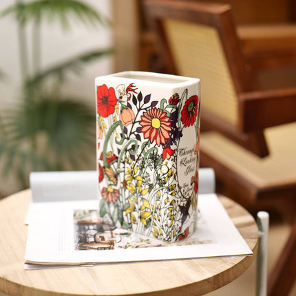 Literary Book Vase - Creative Ceramic Planter & Desk Organizer(Type A - 21x13x7cm)