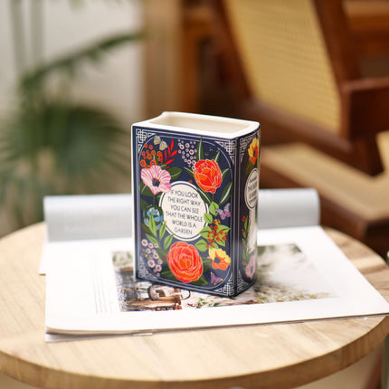 Literary Book Vase - Creative Ceramic Planter & Desk Organizer(Type B - 14x10x6.5cm)