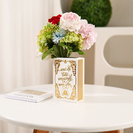 Literary Book Vase - Creative Ceramic Planter & Desk Organizer(Golden Book)