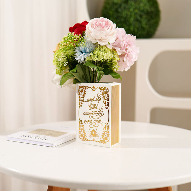 Literary Book Vase - Creative Ceramic Planter & Desk Organizer(Golden Book)