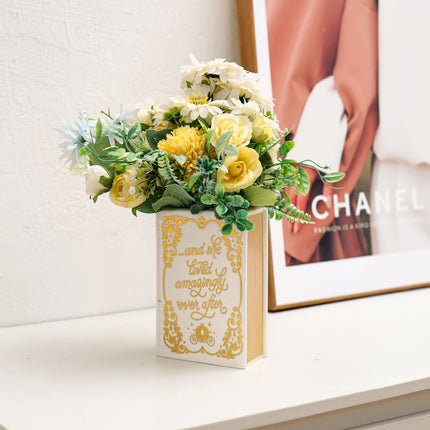 Literary Book Vase - Creative Ceramic Planter & Desk Organizer(Golden Book)