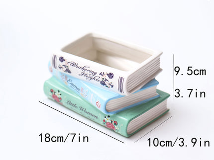 Literary Book Vase - Creative Ceramic Planter & Desk Organizer(Stack of books)