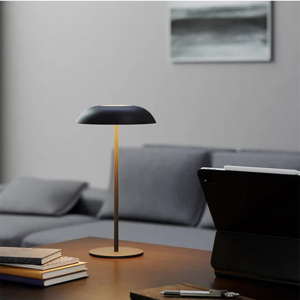 Black Minimalist Rechargeable LED Touch Table Lamp - 3-Color Stepless Dimming Metal Desk Light
