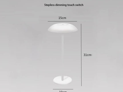 White Minimalist Rechargeable LED Touch Table Lamp - 3-Color Stepless Dimming Metal Desk Light