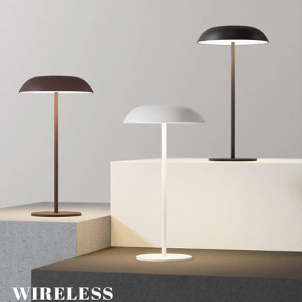 White Minimalist Rechargeable LED Touch Table Lamp - 3-Color Stepless Dimming Metal Desk Light