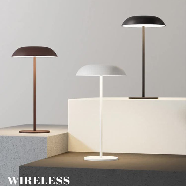 White Minimalist Rechargeable LED Touch Table Lamp - 3-Color Stepless Dimming Metal Desk Light