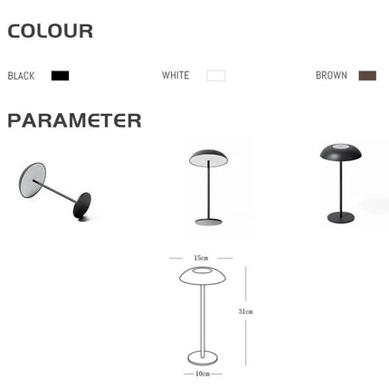 White Minimalist Rechargeable LED Touch Table Lamp - 3-Color Stepless Dimming Metal Desk Light