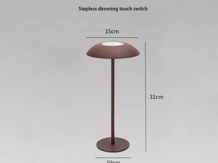 Brown Minimalist Rechargeable LED Touch Table Lamp - 3-Color Stepless Dimming Metal Desk Light