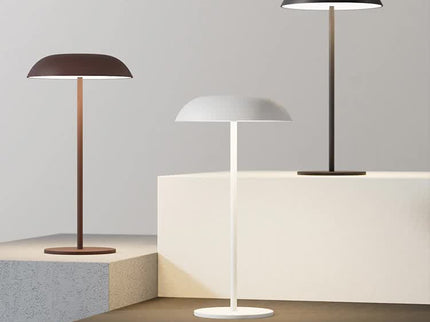 Brown Minimalist Rechargeable LED Touch Table Lamp - 3-Color Stepless Dimming Metal Desk Light