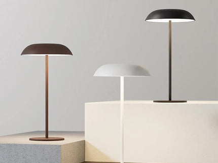 Brown Minimalist Rechargeable LED Touch Table Lamp - 3-Color Stepless Dimming Metal Desk Light
