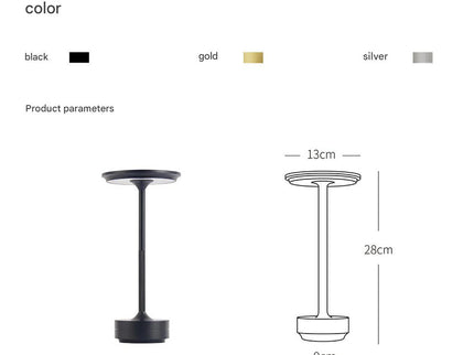 Gold Elegant Aluminum Alloy Rechargeable LED Touch Lamp - 3-Color Dimmable Cordless Table Light