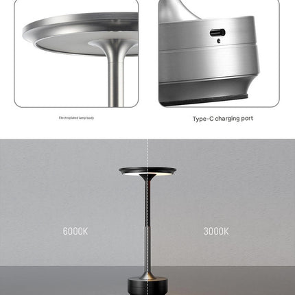 Gold Elegant Aluminum Alloy Rechargeable LED Touch Lamp - 3-Color Dimmable Cordless Table Light